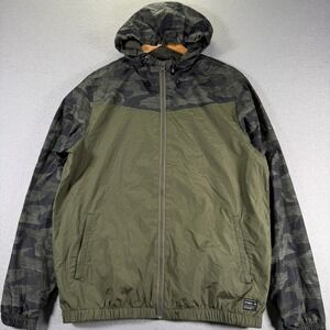 O'Neill‎ Men's Camo Hooded Windbreaker Jacket Size Medium Green Black
